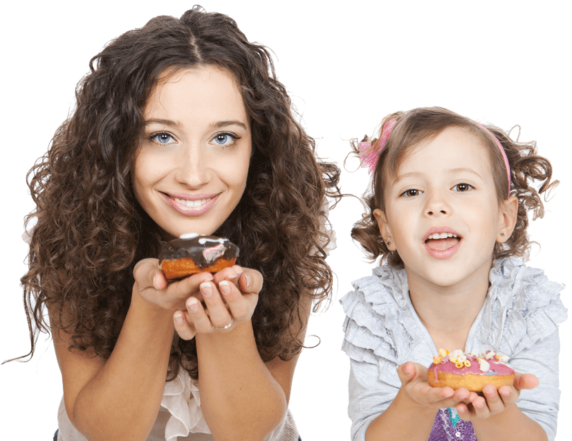 Mom And Child With Donuts